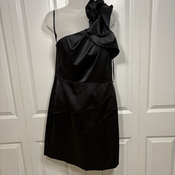 The Limited Dress Womens 12 Black Satin One Shoulder Cocktail Formal Party Y2K - Picture 1 of 9